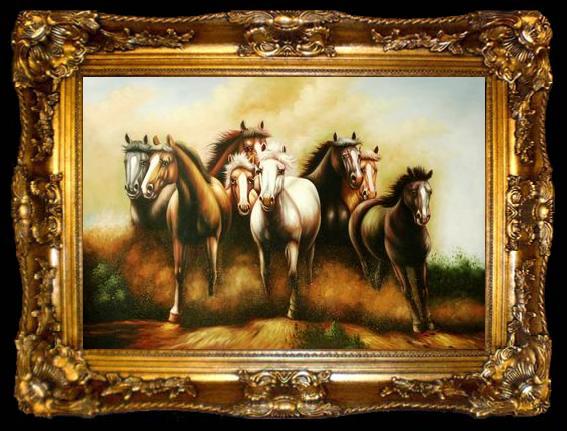 framed  unknow artist Horses 047, ta009-2